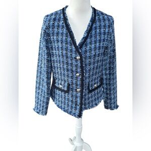Talbots Blue Tweed silver-Button Blazer NWT